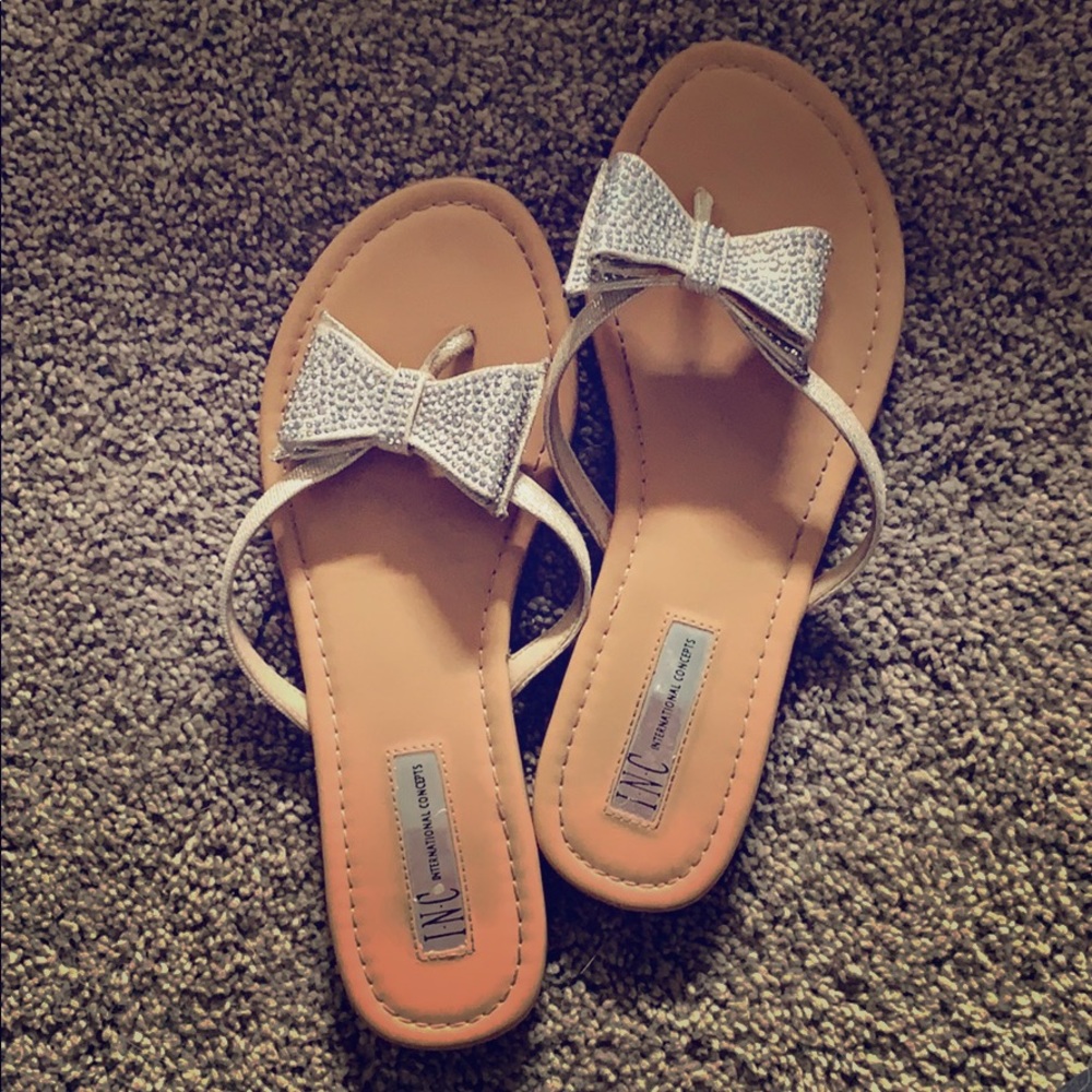 I.N.C. Rhinestone bow sandals - champagne color